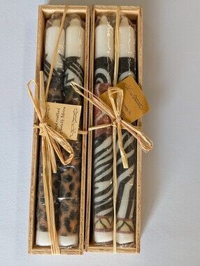 new SAFARI south african patterned candles 10" tapers